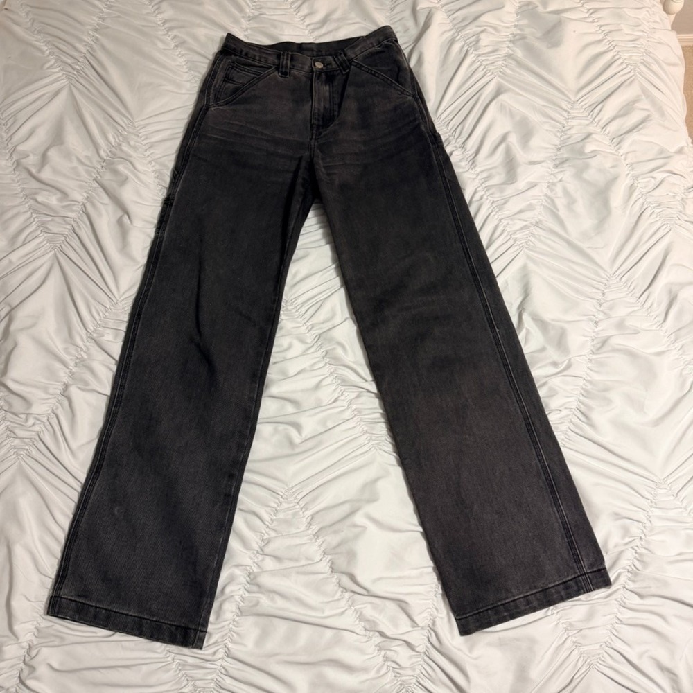 J. Galt Shanghai Black Straight Leg Jeans Women's Size S Washed Denim‎ High Rise